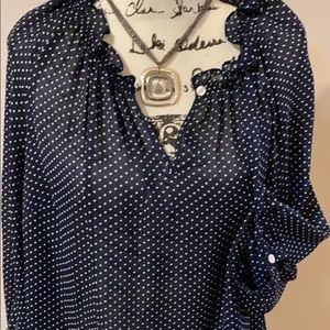 Navy blue polka dot blouse